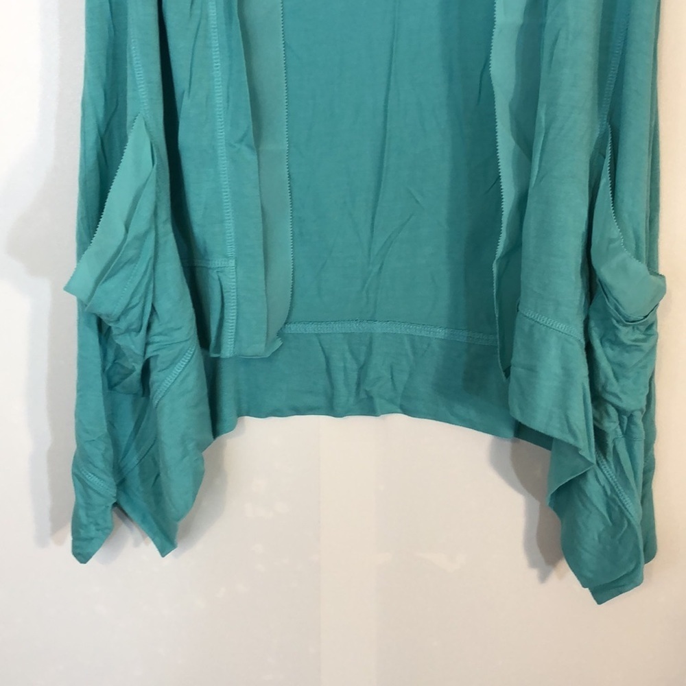 LOGO Lori Goldstein V-neck Vest with Chiffon Trim in Seaglass - Picture 5 of 15